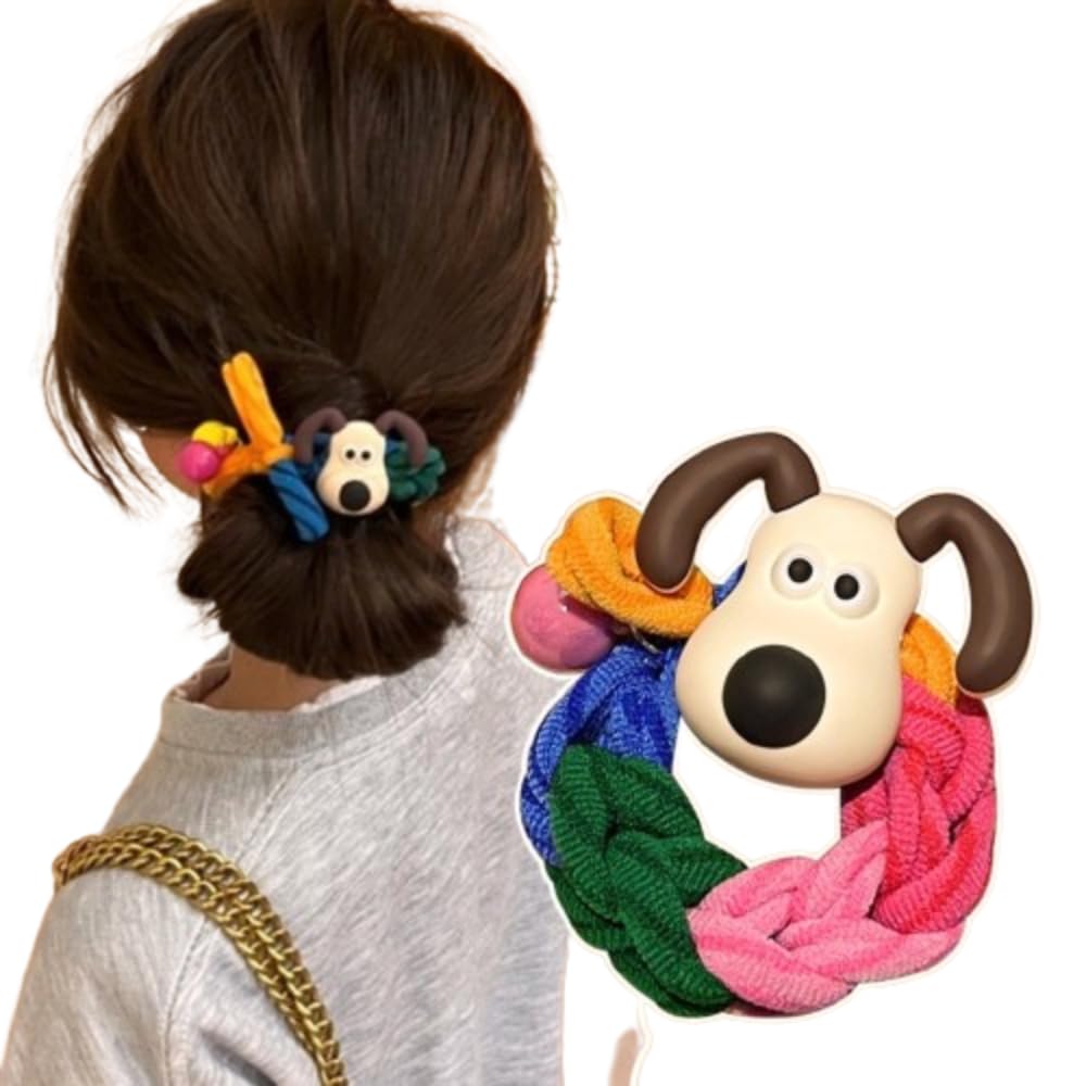 Gmall Creations Kids Girls Cartoon Animal Hair Clips, Braided Thickened Hair Ties, Ponytail Balls, Scalp Bands, Hair Ropes, Dog & Cat Hair Accessories Pack Of 5 2