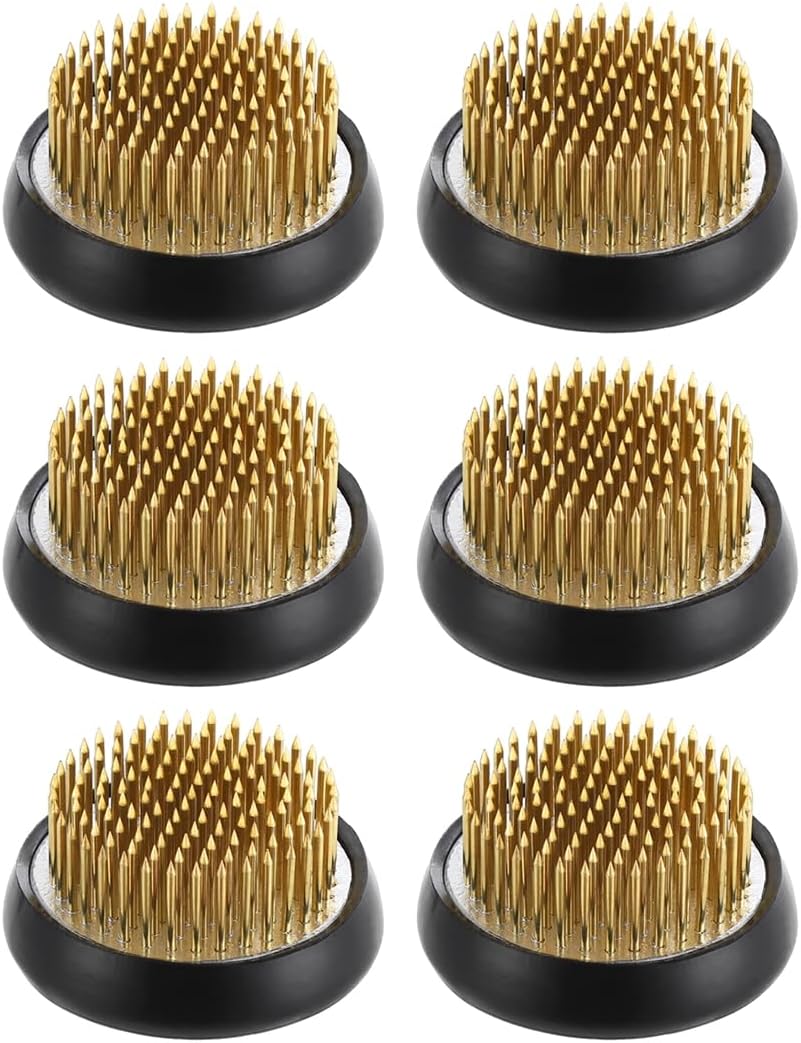 Flower Fixed Tools Pins, Japanese Vase Floral Frogs, 2.1 X 1.1 in Round Brass Flower Holders, Six Pcs Flower Frogs, Flower Arranger, DIY Craft for Flower Arrangement