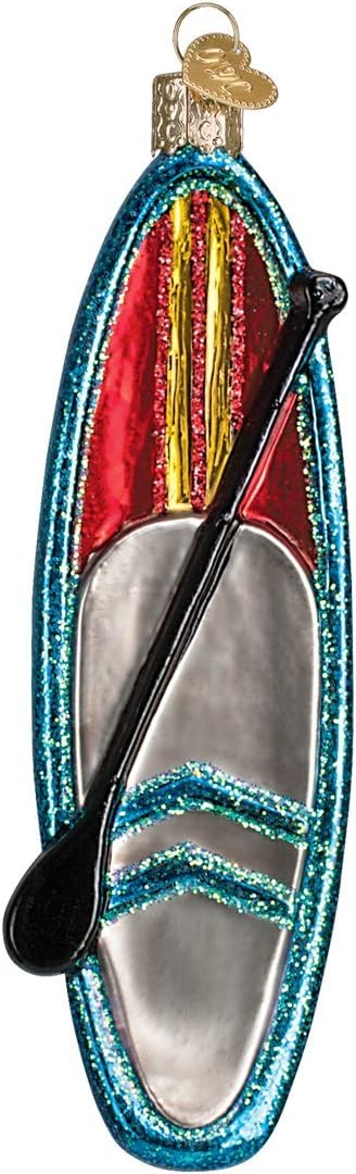 Old World Christmas Ornaments Blue Stand Up Paddle Board Glass Blown Ornaments for Christmas Tree