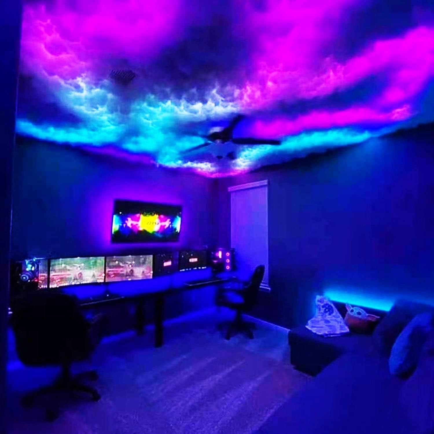 5 M Große 3D-Wolkenleuchte, LED-Wolkenleuchten For Die Decke, RGB-Musik-Synchronisation, Mehrfarbiger LED-Streifen For Halloween-Atmosphäre Im Gaming-Zimmer, Zuhause