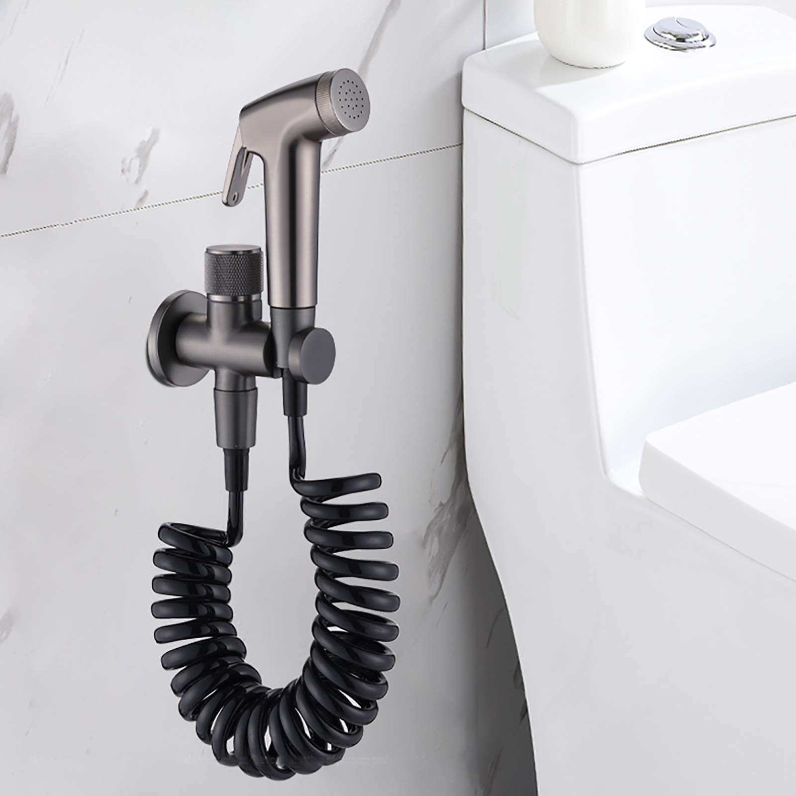 Spruzzatore portatile per bidet per WC, in ottone, portatile, set singolo per acqua fredda, con tubo doccia in PVC, per il bagno degli animali domestici, igiene personale, cromato (cromato