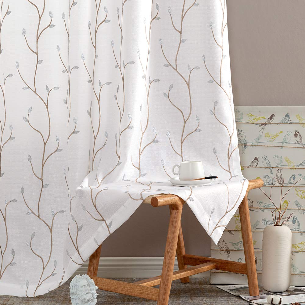Buy jinchan White Curtains for Bedroom 84 Inch Length Floral
