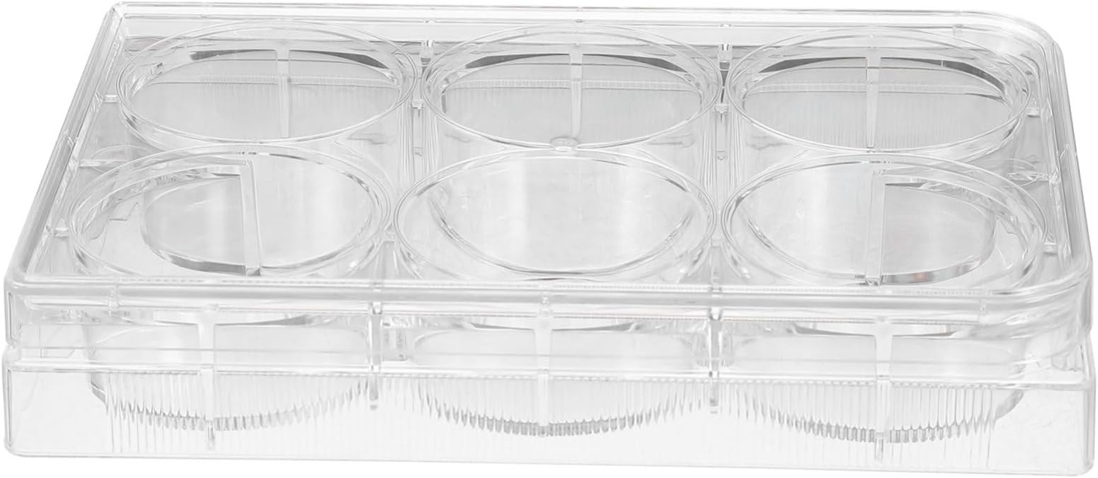 Cell Culture Plate Tackle Tissue Culture Plate 6-Well Culture Plate Petri Plates Serving Clear Flat Bottom Plate Seeding Breeding Plate Petri Dish Sample Tray Polystyrene White
