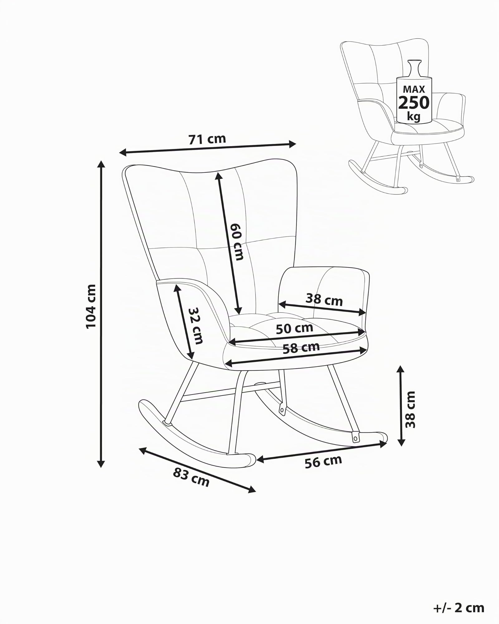 Beliani Fauteuil à Bascule Moderne en Tissu Bouclé Beige Sable et Pieds en Bois Oulu