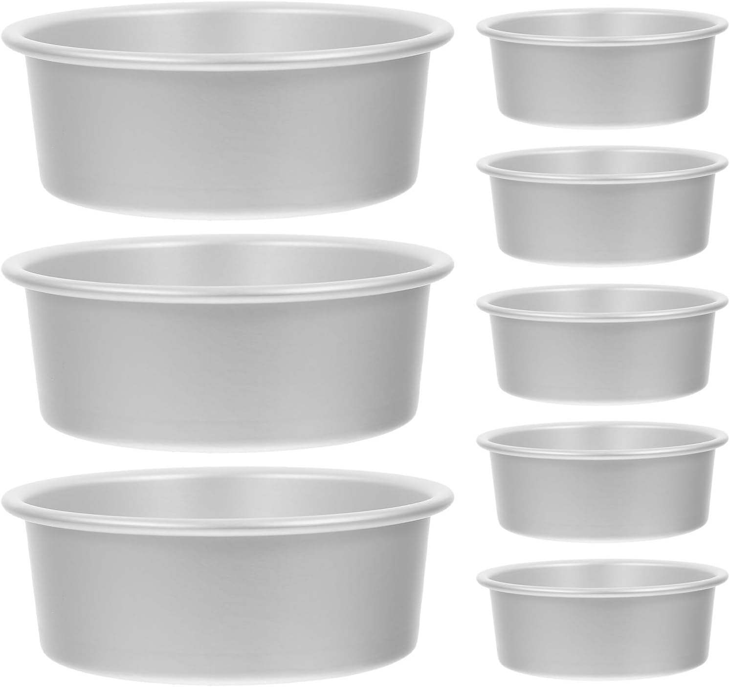Operitacx 8pcs Round Cake Baking Pans, 5“ Non-Stick Aluminum Alloy Mini Dessert Pan, Small Cake Dishwasher & Oven Safe Tray for Home Party
