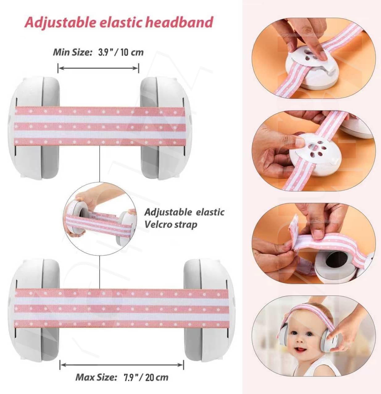 Kathuzz Baby Ear Muffs with 25dB NRR Noise Cancellation Ear Muffs for Baby Ear Protector for Flight Sleep Travel 0-36 Month Baby Noise Cancelling Ear Muffs Adjustable Headband Infant Babies Headphones 4
