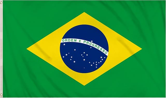 JKG® 5FT X 3FT LARGE BRAZIL FLAG - Brazilian Flag | National Brazil Flag | Party Brazilian Football Bunting Decorations Party Accessories, Car, Body Flag, Outdoor European Flags [With Metal Eyelets]