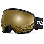 Odoland Snow Ski Goggles S2 Double Lens Anti-Fog OTG Windproof UV400 Eyewear for Men, Women and Youth-Skiing Snowboarding, Mirror REVO Brown vlt 25%