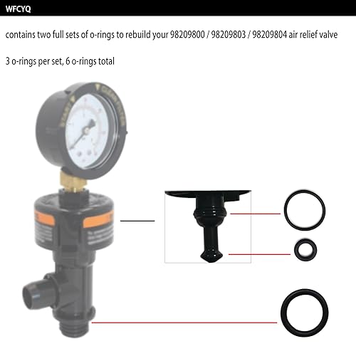 Miniatura 3 de Kit de juntas tóricas de válvula de alivio de aire compatible con 98209800 98209803 98209804 para filtro de piscina/spa Pac Fab