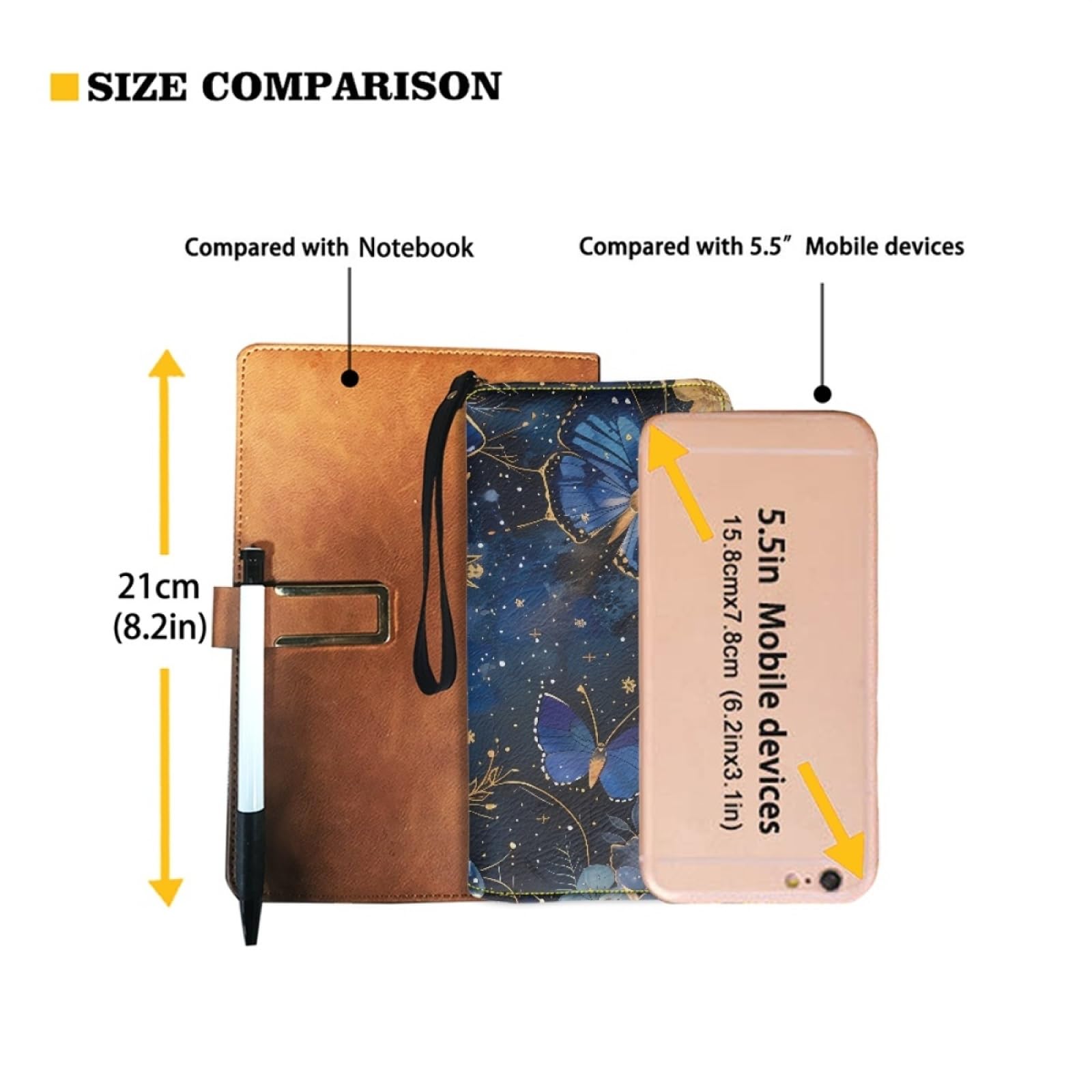 Portafoglio Donna Portamonete Porta Carte di Credito Donna Uomo Wallet | Portafogli con Zip e Cinturino da Polso Leggero Durabile Portatile,Impermeabile Cuoio,Farfalla Oro Blu 11x20cm/3 Unità