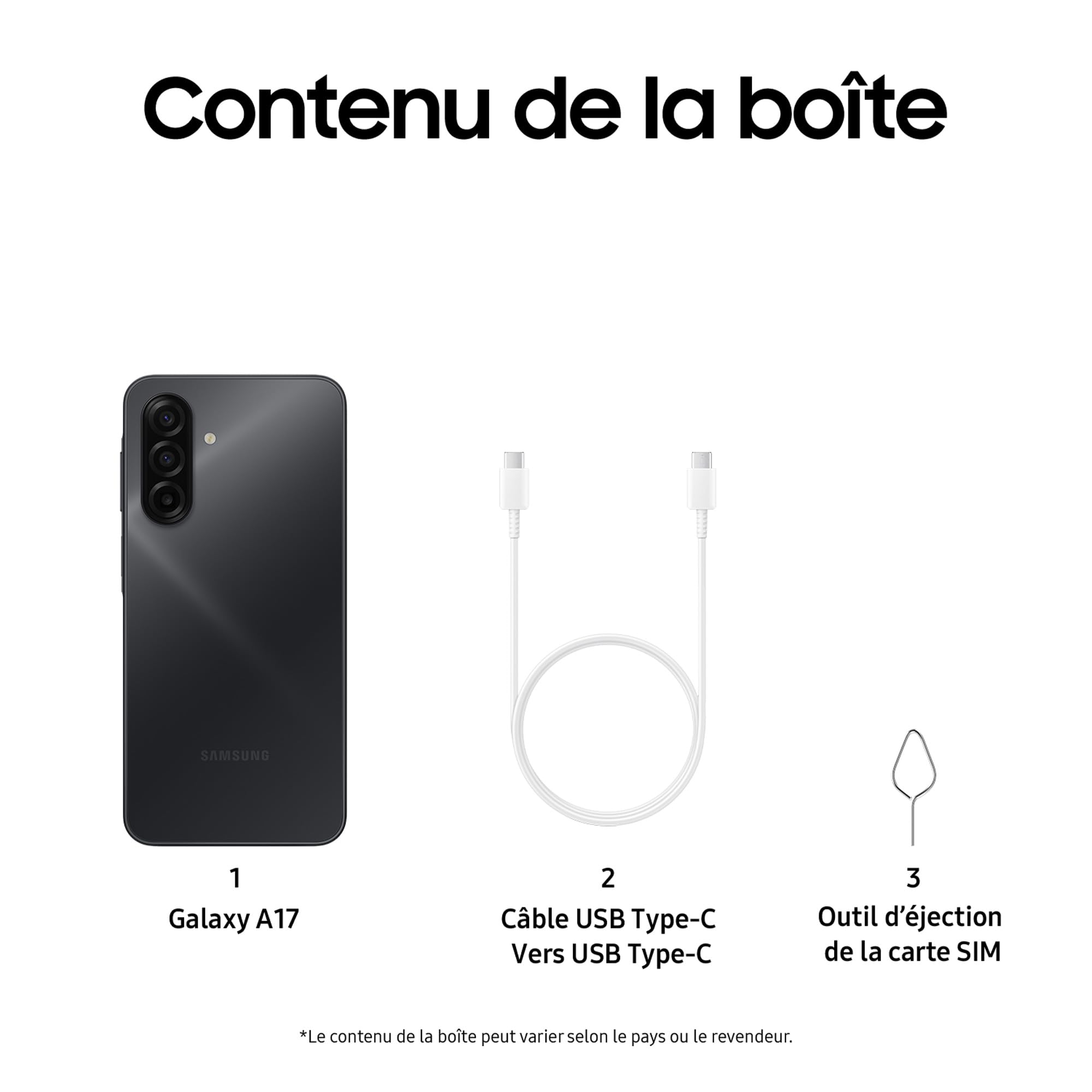 Samsung Galaxy A17 128 Go, Smartphone Android déverrouillé, écran 6,7", Batterie 5000 mAh, Noir, Version FR