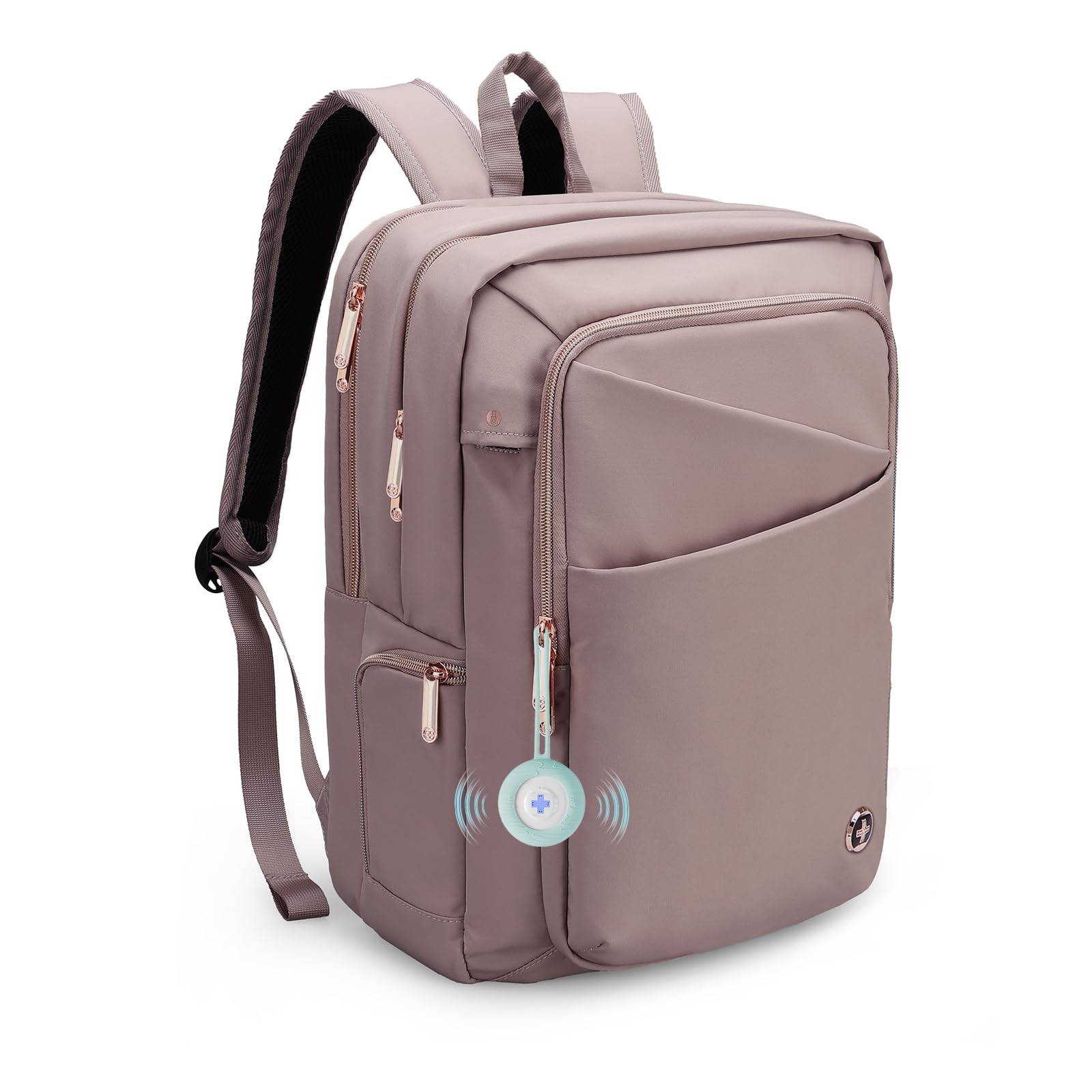 Swissdigital Design Travel Laptop Backpack for Women with Apple Find My，Compact Business Bookbags with USB Charging Port,Cute Computer Backpacks for