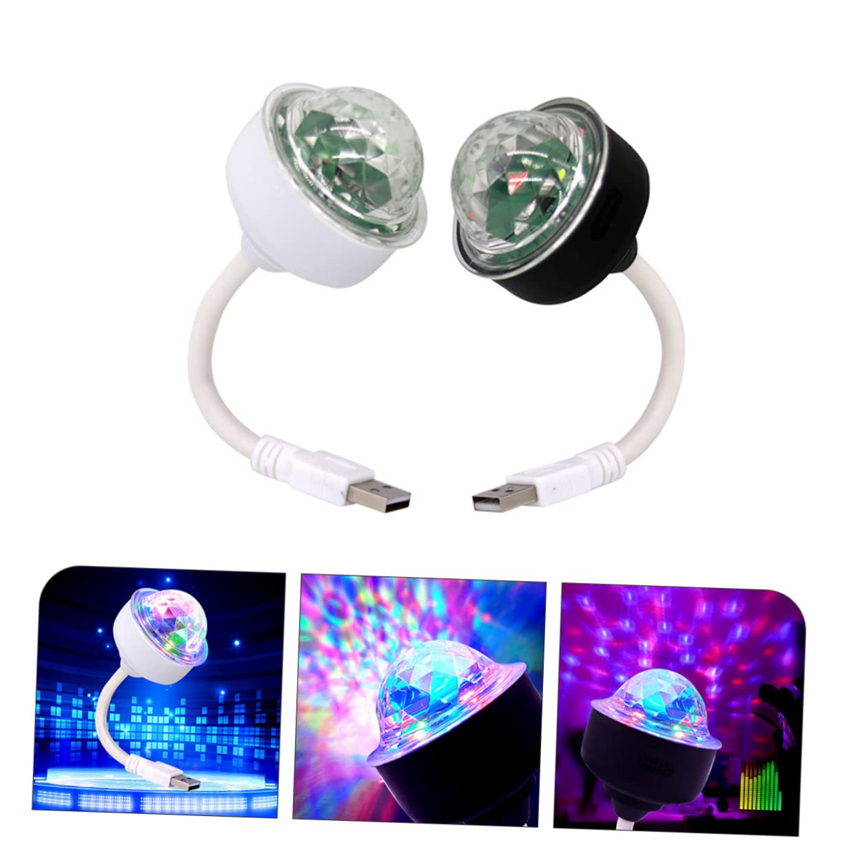 STOBAZA 2pcs Mini Disco Light Led Car Home Party Decorative Stage Light Sound Activated Small Disco Ball
