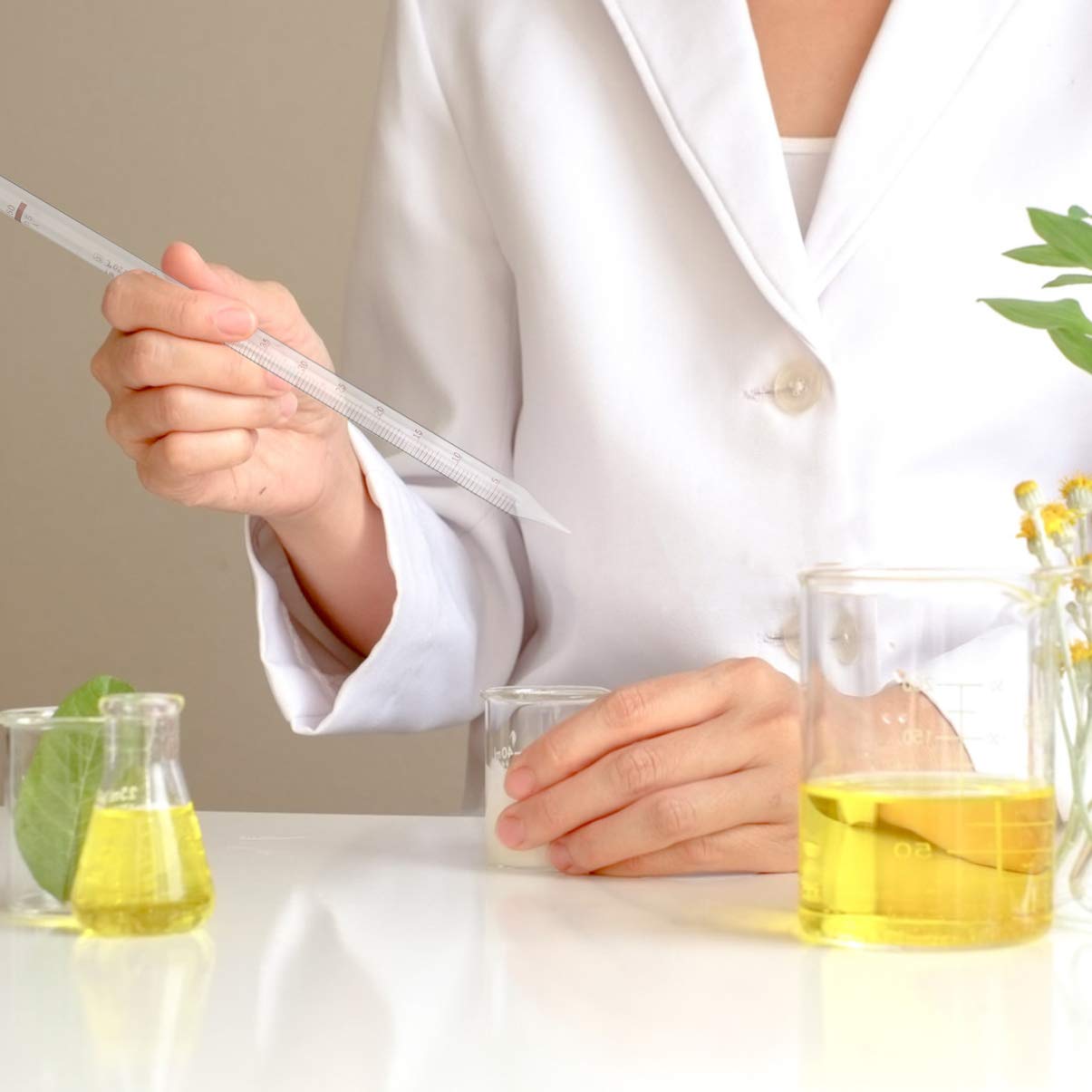 Scicalife Pipette en Verre Transparent Pipette Graduée 50Ml Pipette De Transfert pour Le Laboratoire École À La Maison
