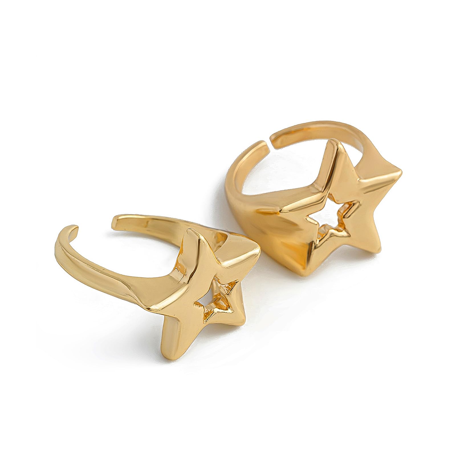 Anillo de estrella de oro para mujeres y hombres, accesorios de joyería Y2K, juego de anillos de nudillos con estrellas gruesas y punk, Metal, Sin piedras preciosas 8