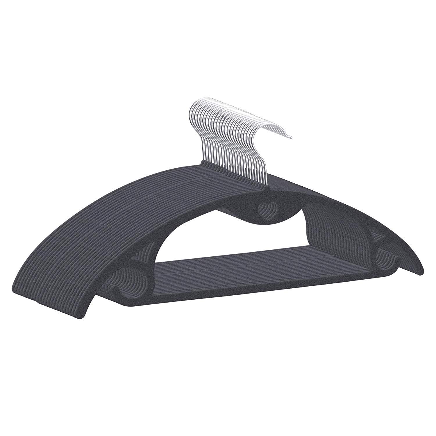 50 Pack Velvet Hangers, Non-Slip Hangers 360 Degree Swivel Chrome Hook Hold Up To 10 Lbs Ultra Thin 6mm Space Saving Flocking Hangers for Premium Suit Coats Jackets Pants and Dress Clothes (Grey)