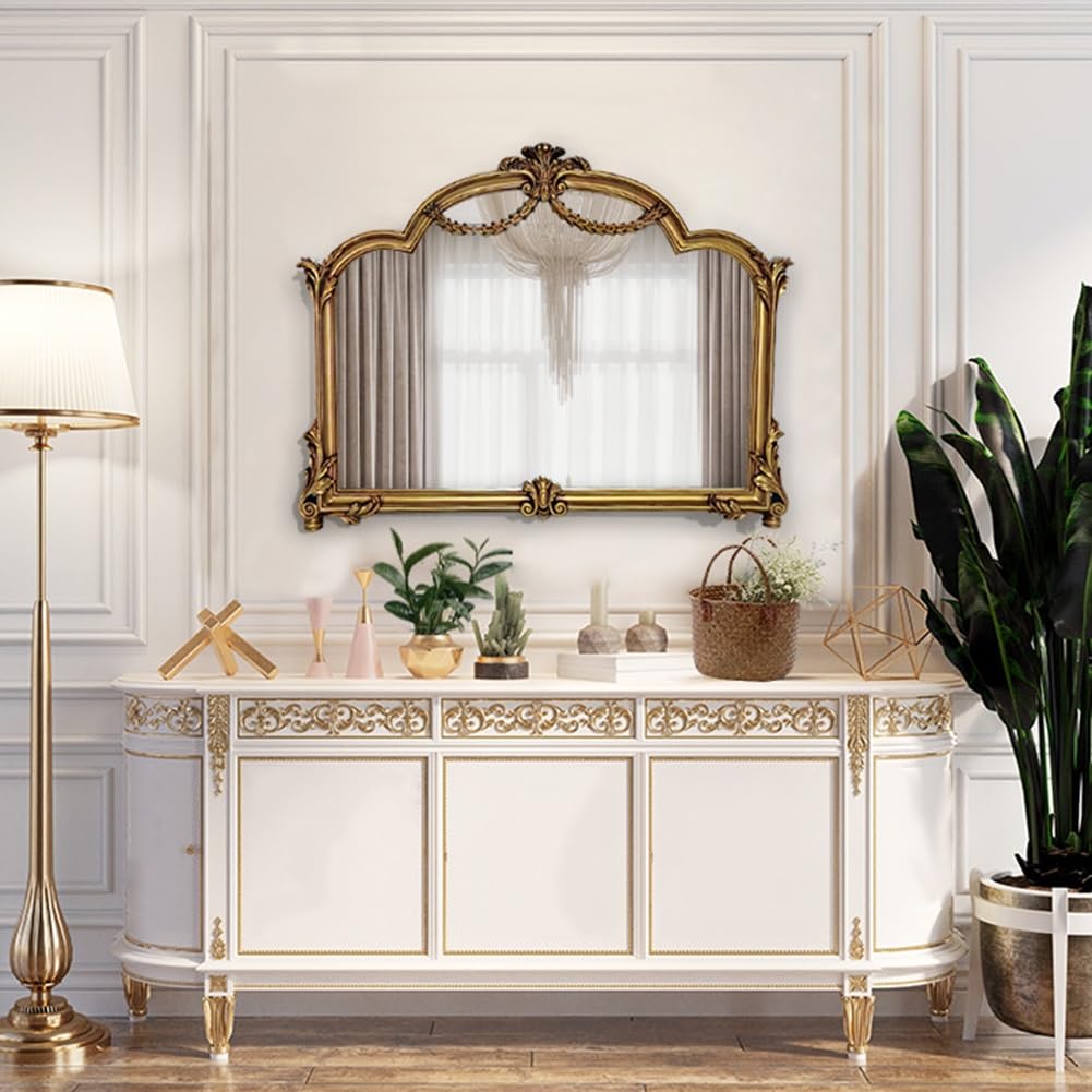 Genérico Espejo Vintage Barraco Dorado de Estilo Antiguo 90x70 cm