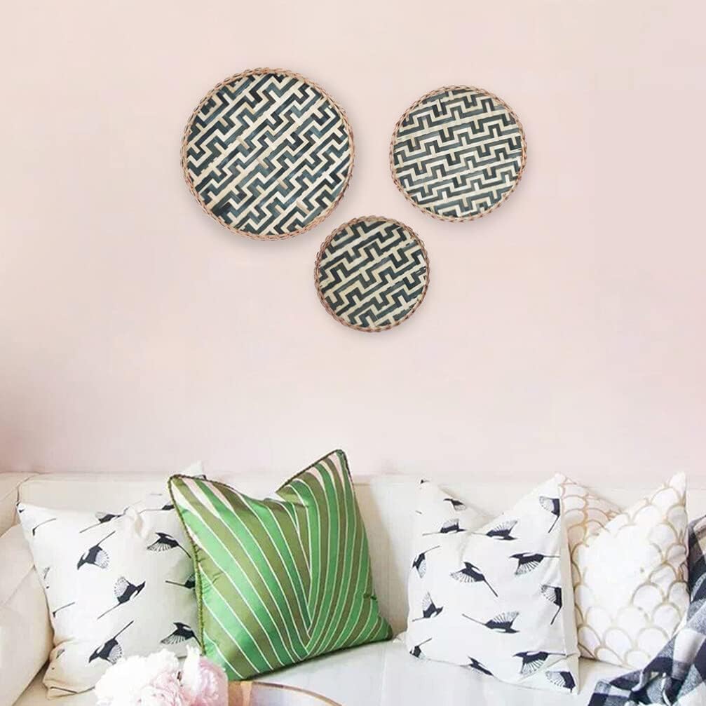 EXCEART 3pcs Woven Wall Basket Set Decorative Hanging Tray for Home Decor Rustic Woven Wall Art for Organizing and Stylish Storage