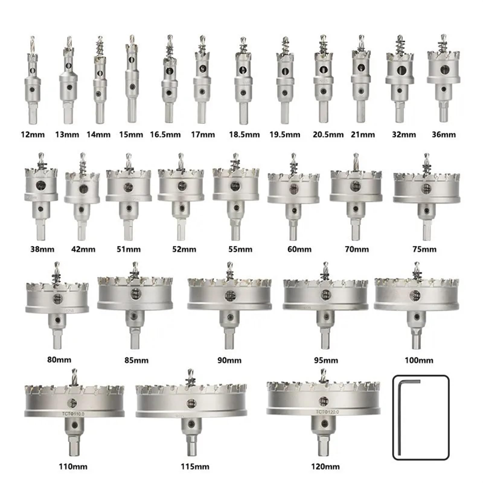 Set Di 16 Seghe A Tazza In Carburo TCT, Punte Da Trapano Da 15-50 - Foto 10