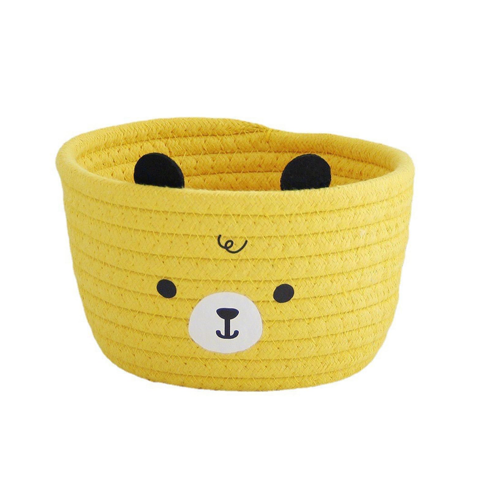 Uqezagpa Lovely Bear and Pandas Pattern Sturdy Cotton Rope Storage Basket Accessory for Toy Clothes Household Organizers Clothes Storage Solution