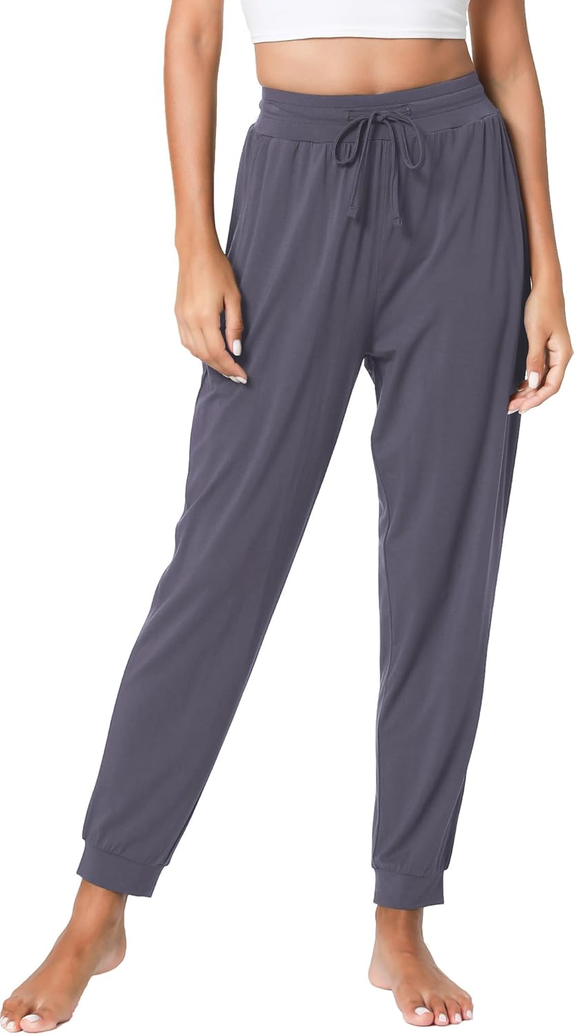 LazyCozy Bamboo Viscose Jogger Pajama Pants for Women Soft Lightweight Knit Sleep Pants with Pockets