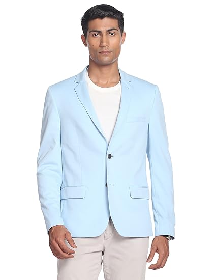 AD by Arvind Men Blue Slim Fit Blazer