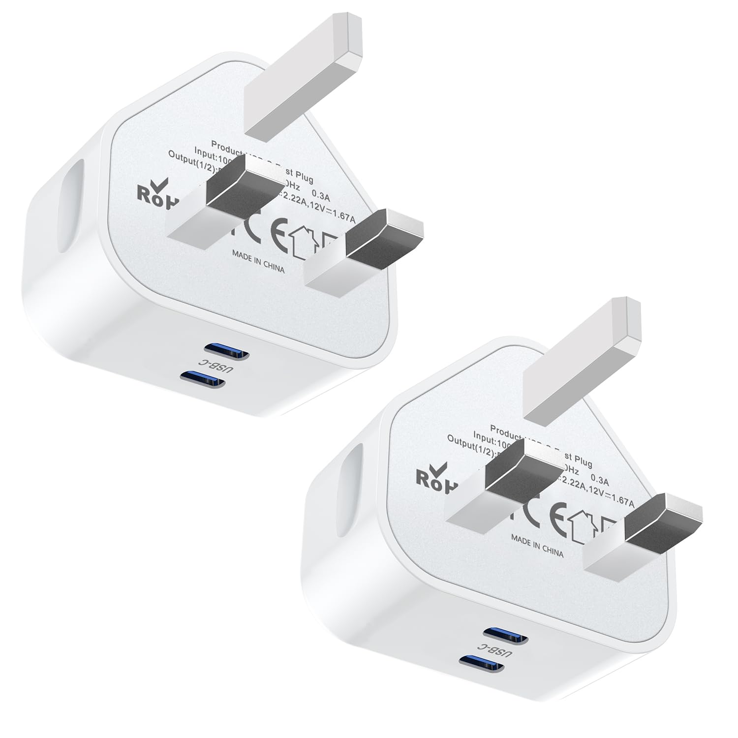 USB C Plug,USB Type C Charger Plug Fast Charge for iPhone 16/16 Pro/16 Pro Max/15/15 Pro/14/14 Pro/14 Pro Max/13/13 Mini/13 Pro/13 Pro/12/11 Max/iPad Pro,USB C Port Plug Adapter UK PD 3.0 Charging