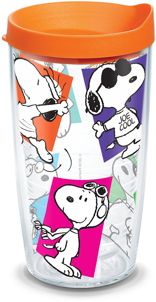 tervisPeanuts Multi-Snoopy Made in USA Double Walled Insulated Tumbler Cup Keeps Drinks Cold & Hot, 16oz, Clear
