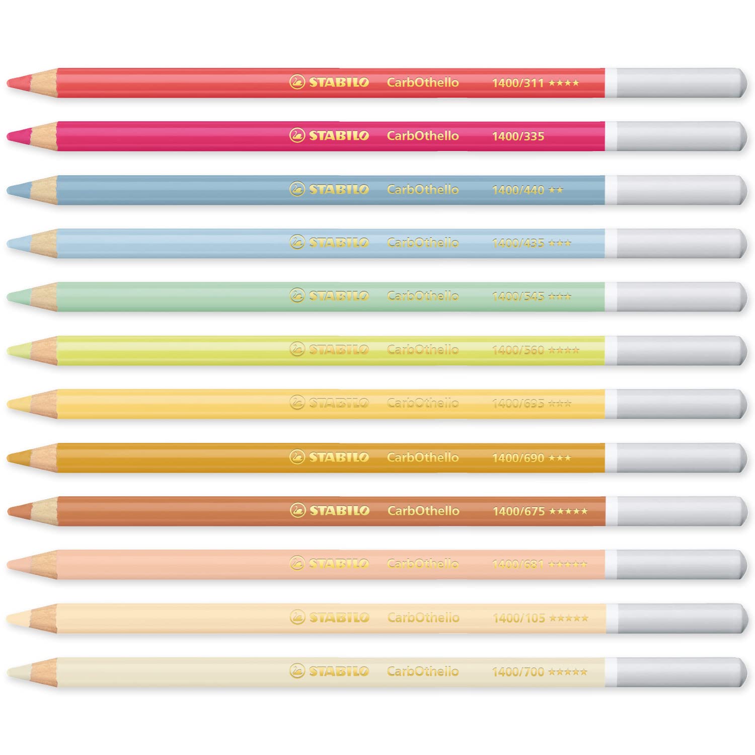 STABILO CarbOthello – Confezione 12 Matite A Gesso Pastello, Tonalità Primarie, Mine 4,4 Mm, Per Artisti