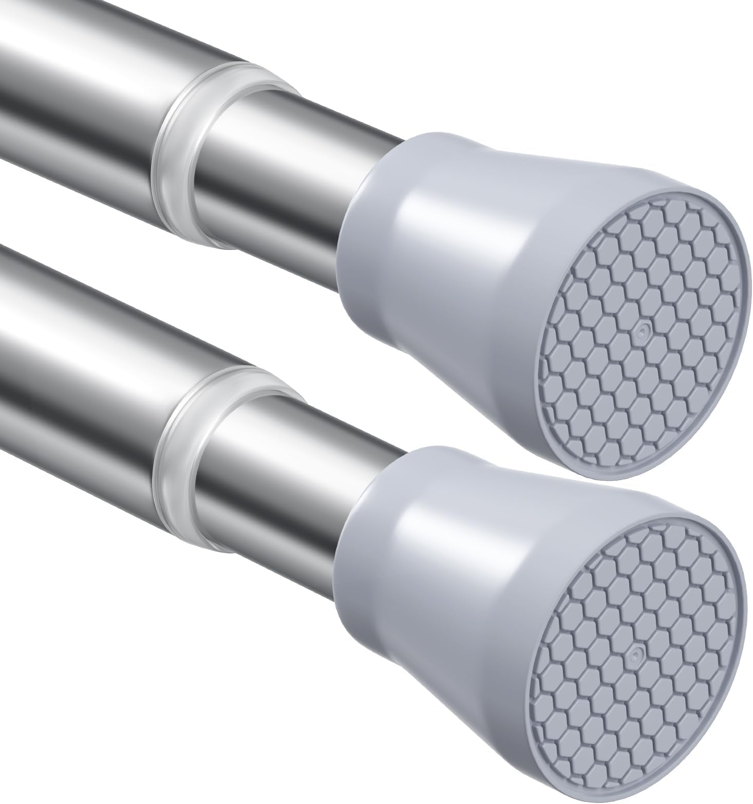 Tension Curtain Rod Silver Tension Rod 2pcs Spring Curtain Rod Non Slip Tension Rods For Windows 28 to 48 Inch No Drilling Adjustable Tension Rods of Curtain Window Closet Kitchen Wardrobe