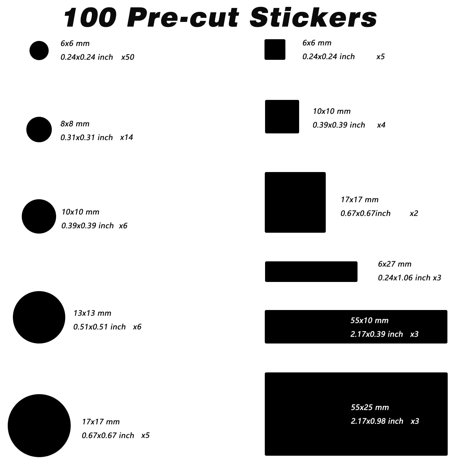 Gjinxi Light Blocking Stickers 4 Sheet Blackout Stickers for Electronic LED Dimming-Each Sheet in 100 Different Size LED Blocking Strips Light Dimming Stickers(Cut-100% Blocking White and Black) - Image 2