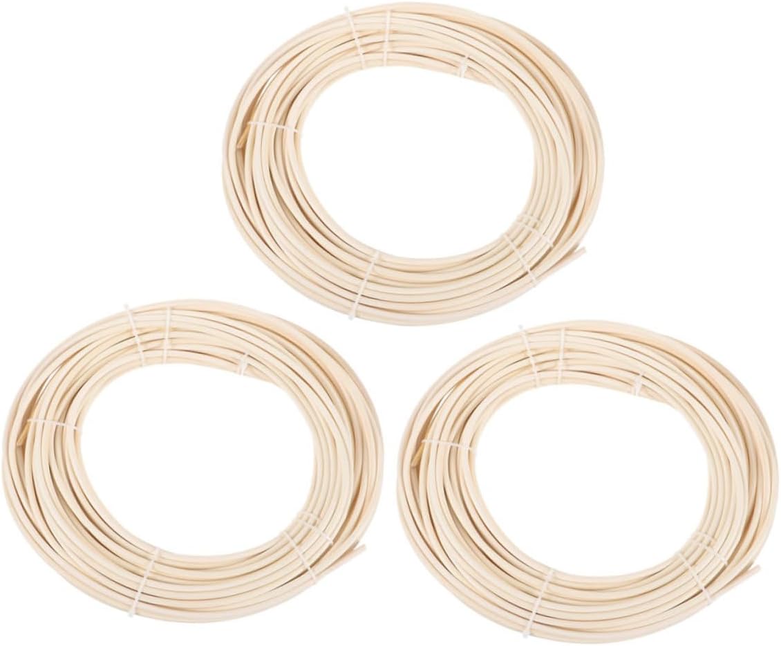 Angoily 3 Rolls Rattan Reed Weaving Material Coils for DIY Furniture Repair Chair Making Durable Easy to Weave Craft Supplies for Home