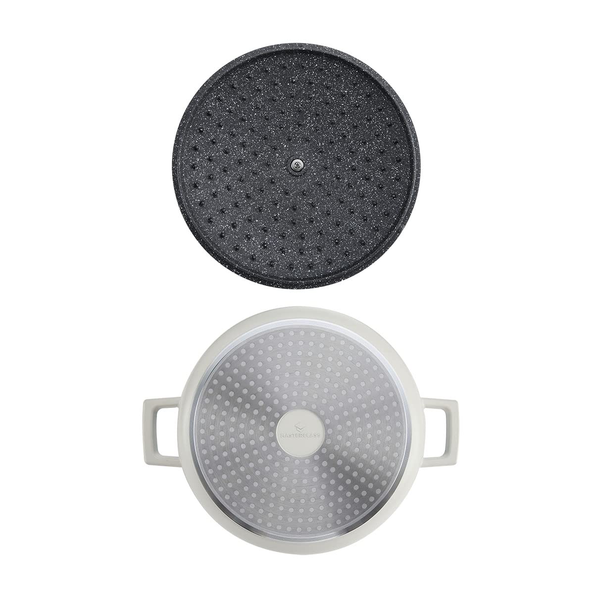 MasterClass Flache Auflaufform mit Deckel, Herd-zu-Ofen-zu-Tisch-Auflaufform, ultraleicht, optimale Wärmeleitung, 4L, cremefarben, Creme