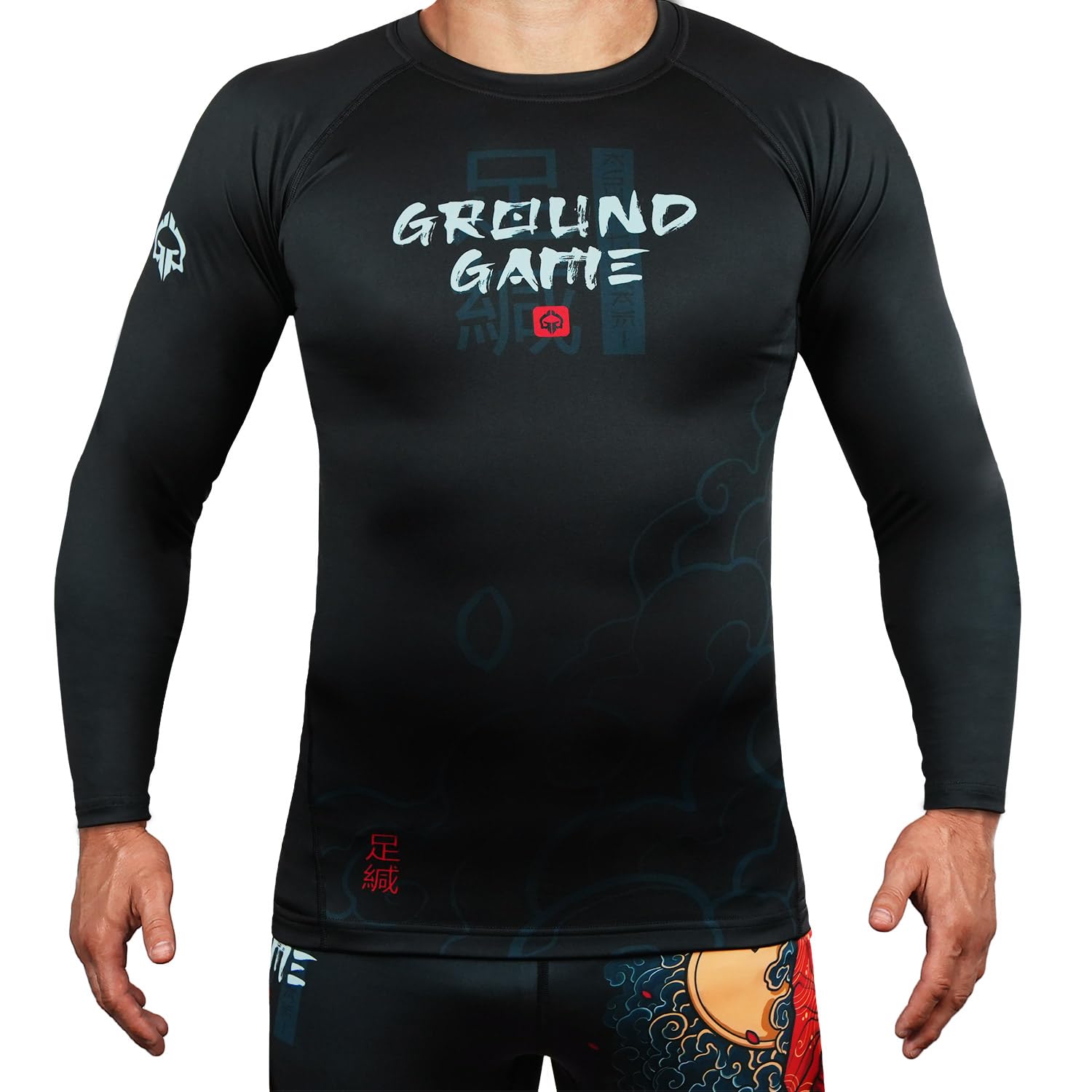 Ground Game Rashguard Herren BJJ MMA Kompressionsshirt Herren Langarm, Kampfsport Funktionsshirt