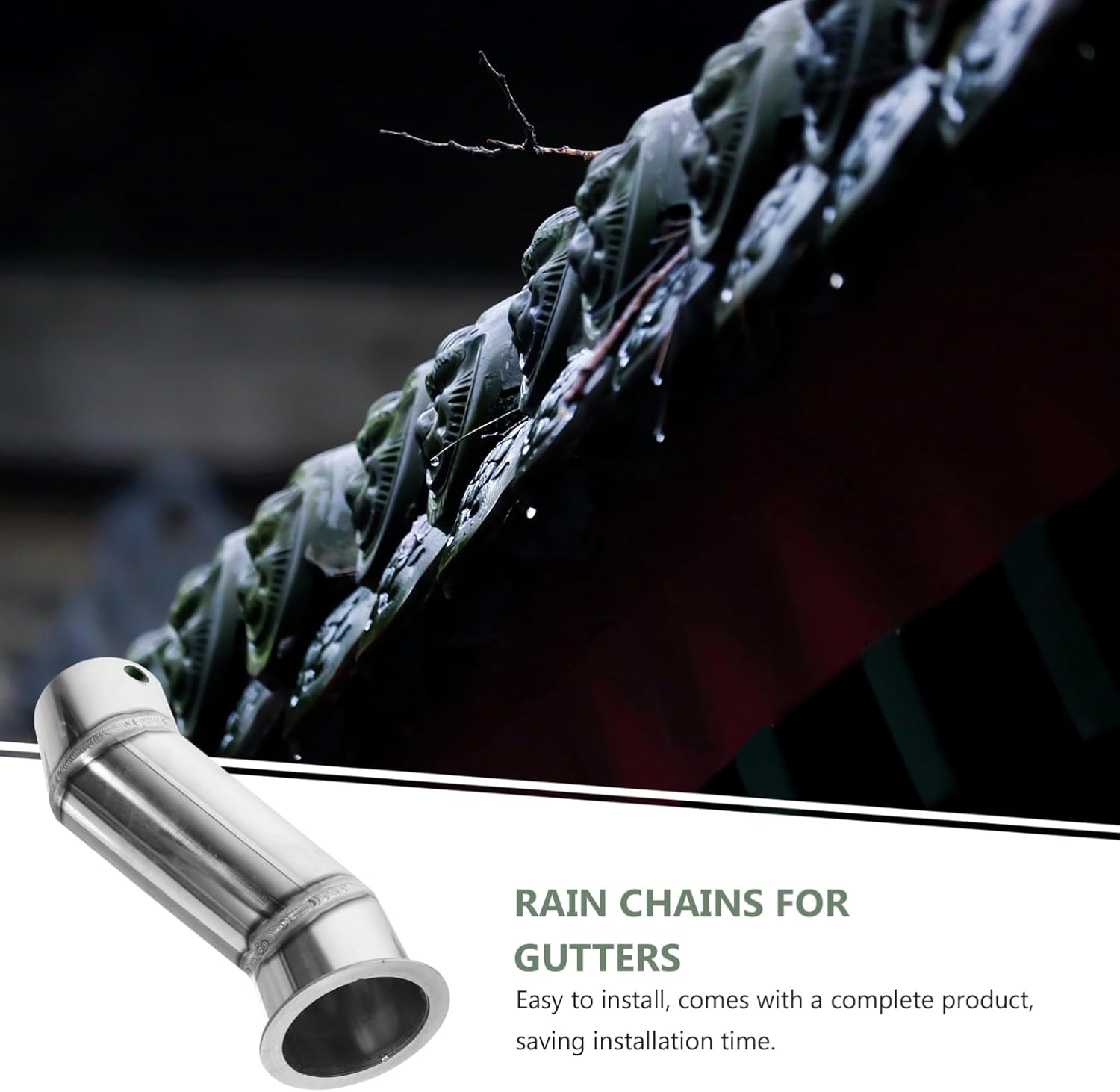 Rain Chains for Gutters Stainless Steel Rain Chain Adapter Rainwater Drainer Decorative Gutter Accessory