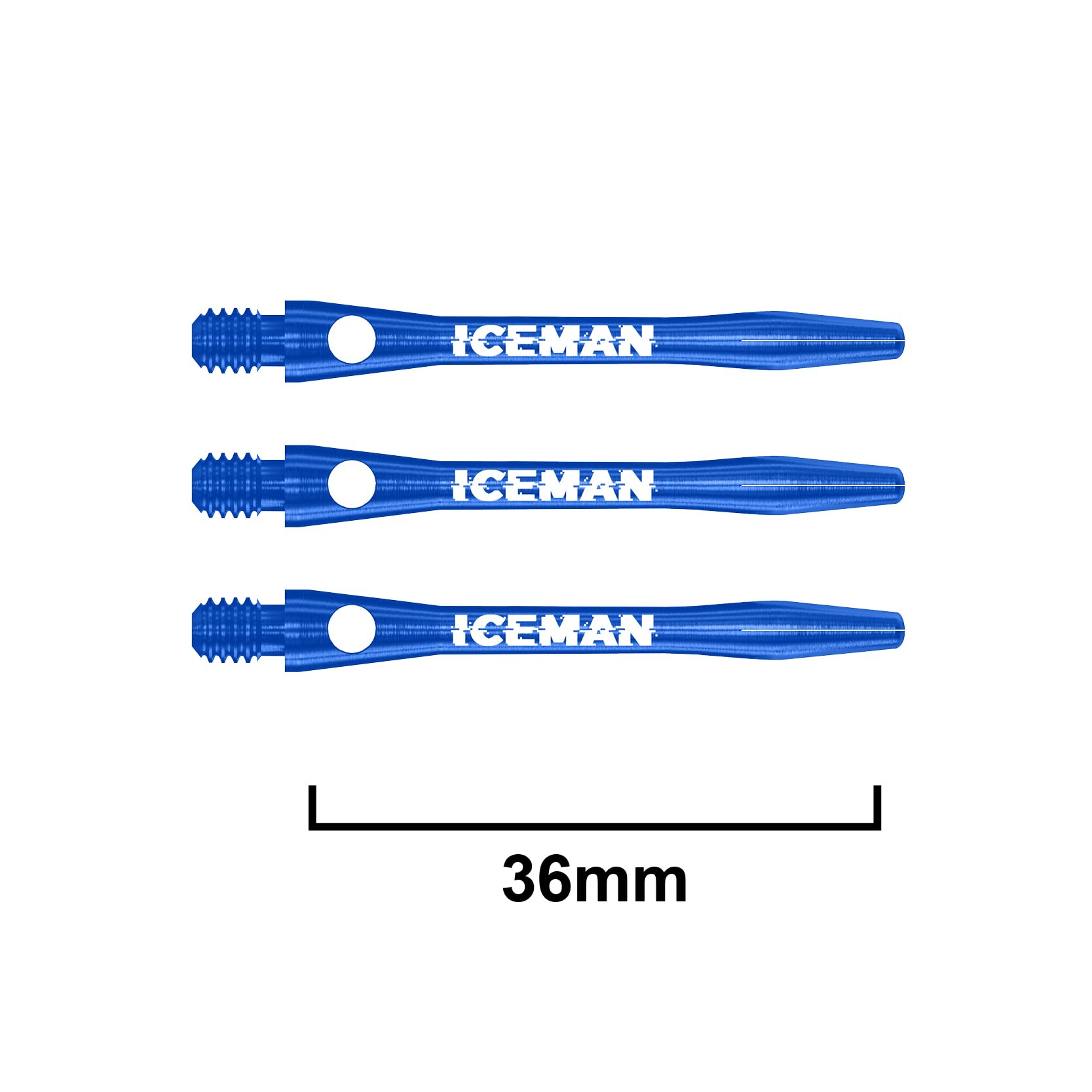 RED DRAGON Gerwyn Price Iceman Logo Blue Aluminium Short Stems - 3 Sets per Pack (9 Stems in Total)