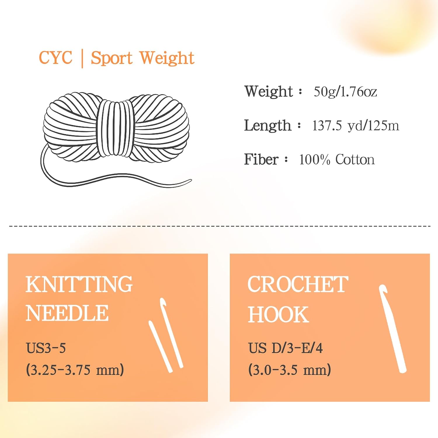 Katech 1OO% Cotton Yarn for Crocheting & Knitting–12-Color of 137 Yards/1.76 oz Baby Cotton Yarn Sport Weight CYC #2-Soft & Breathable-Ideal for Dishcloths, Baby Clothes, Potholders(F)
