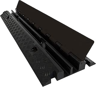 Electriduct Heavy Duty 2 Channel Cable Protector Traffic Wire and Hose Ramp Cord Cover 1.2 Inch Channels 12,000 lbs per Axle - Rubber Black Base/Black Lid