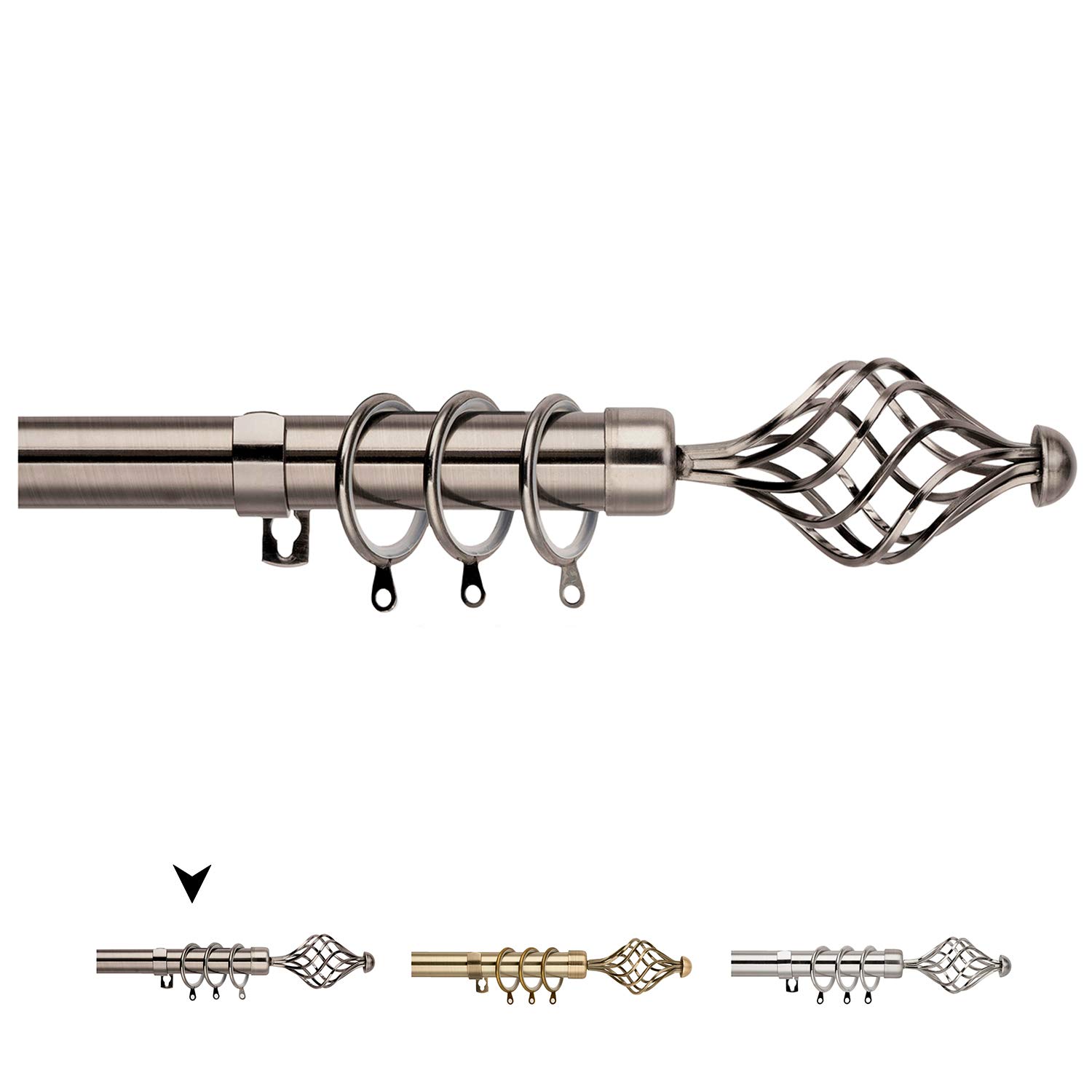 Buy WL.Rocaille Curtain Pole Single Spiral Metal Extendable Adjustable