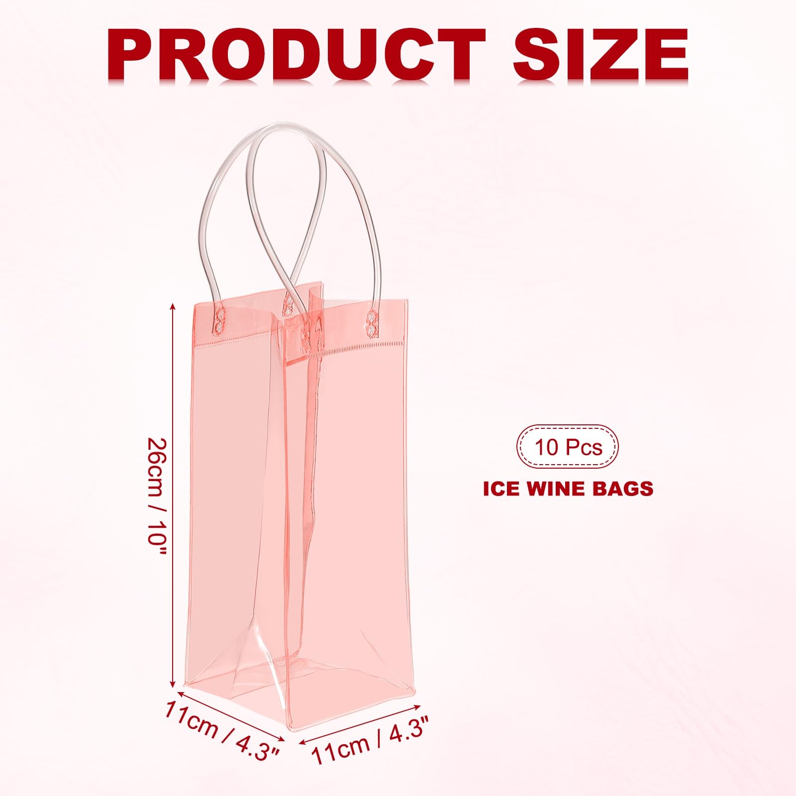 PATIKIL Sac À bordeaux Glacé, 10 Pcs Portable Escamotable Pochette À bordeaux Transparente Glacière Poches PVC Cadeau Avec Poignées pour Party Extérieur Bière Fraîche Boissons,Orange Clair