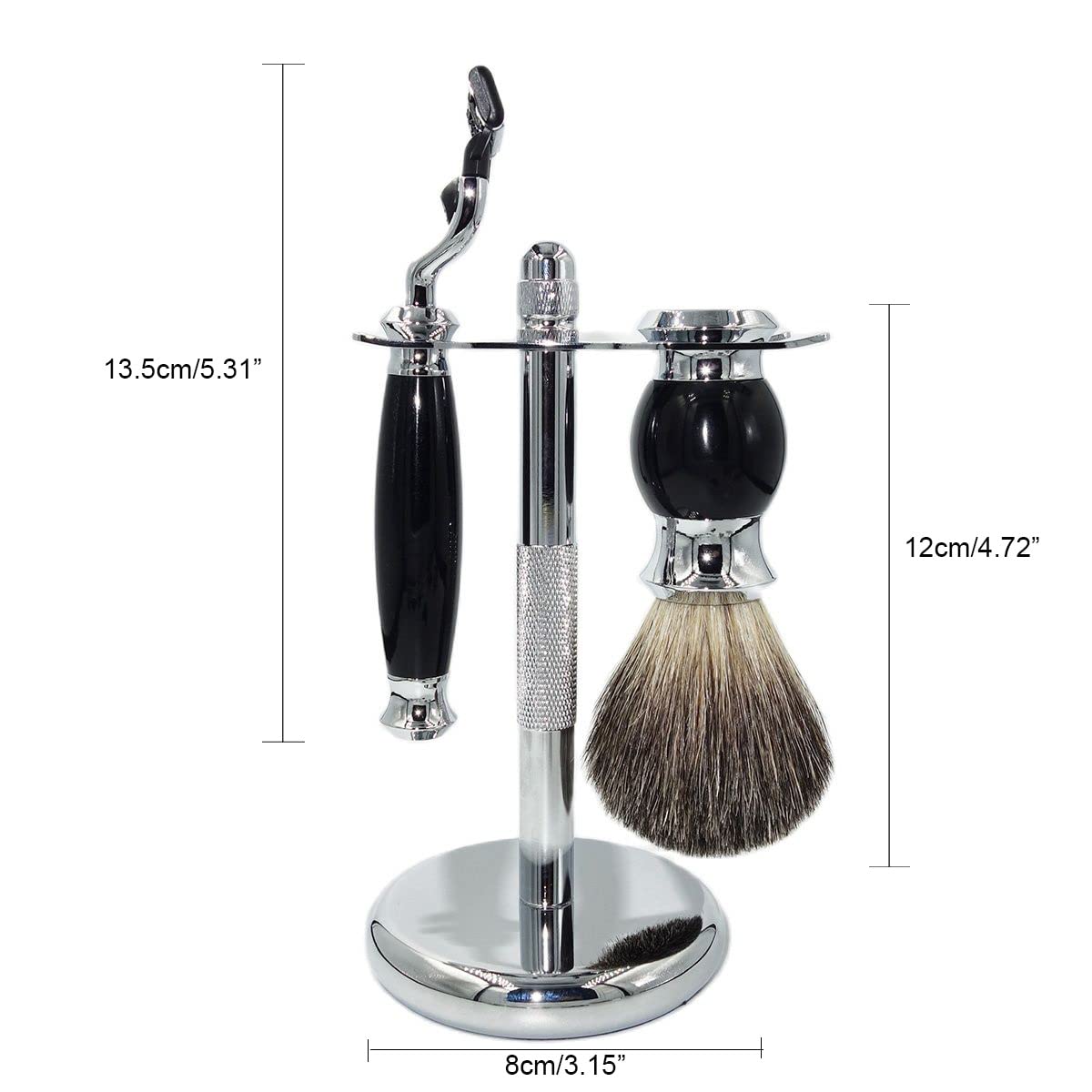 Soporte for maquinilla de afeitar Prácticos soportes for cepillos de afeitar for hombres, juego de soporte for cepillo de pelo de tejón de acero inoxidable, herramientas de limpieza de aseo de