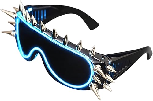 LED Punk Sunglasses Gothic Sunglasses - Glow in the Dark Glasses for Rave Party, Cyberpunk Style