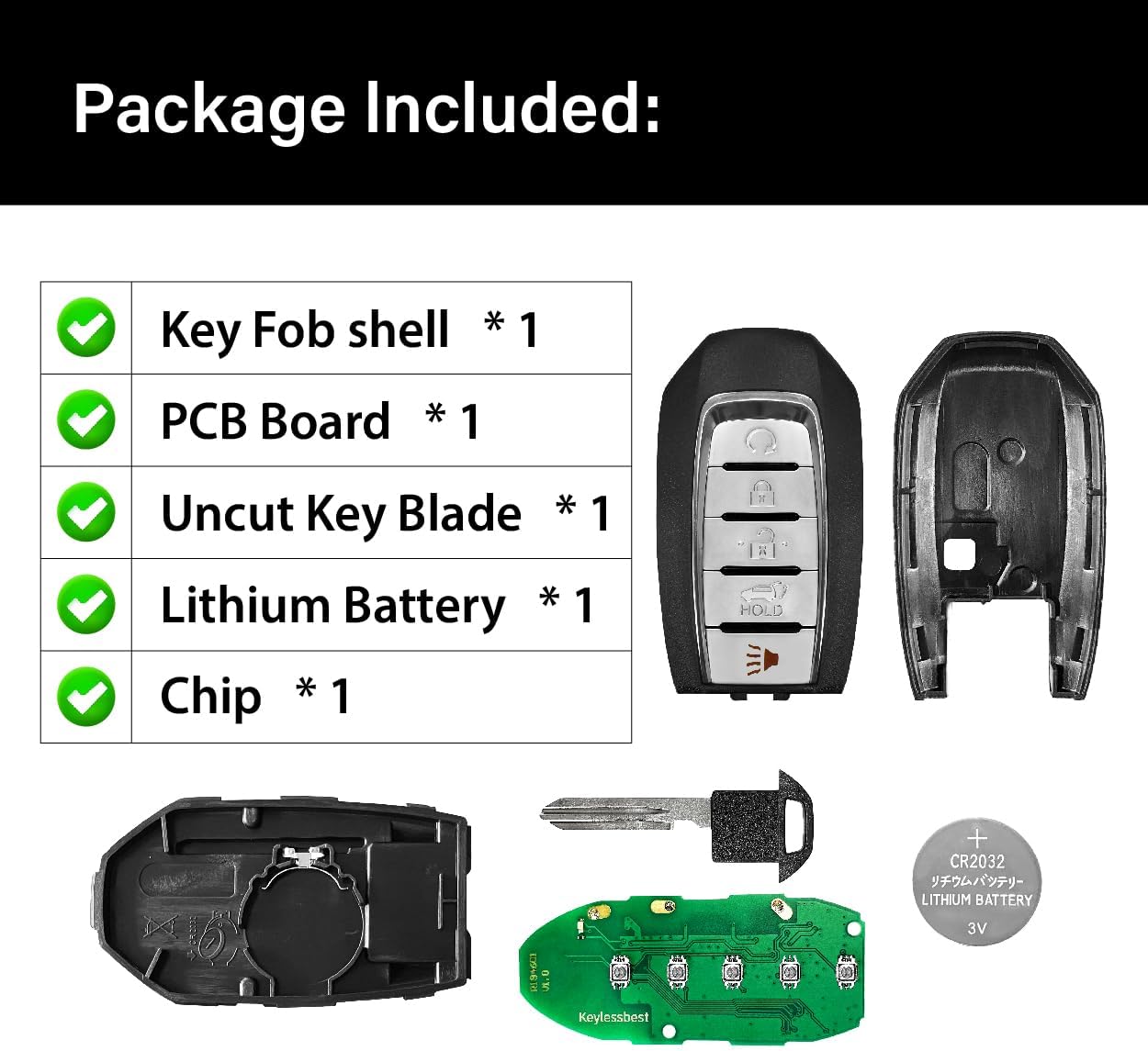 Replacement for 2019 2020 2021 2022 2023 Infiniti QX60 SUV Key Fob Remote Control KR5TXN7 5 Buttons 4A 434MHz - Image 6