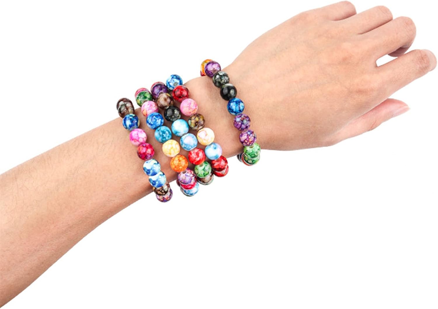 200PCS Acrylic Beads for Jewelry Making Round Loose Beads Charms Ink Patterns for Bracelets Earring Necklace Rings Adults Beading DIY Art Craft Projects Decor Birthday Gifts (10mm) - Image 2