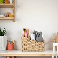 Vista 8 de CubesLand Bedside Table Desk Organizer Caddy, Remote Pen&Pencil Holder Cup, Makeup Brush Holder w/Scalloped Perfect for Home, Office Desk, Living