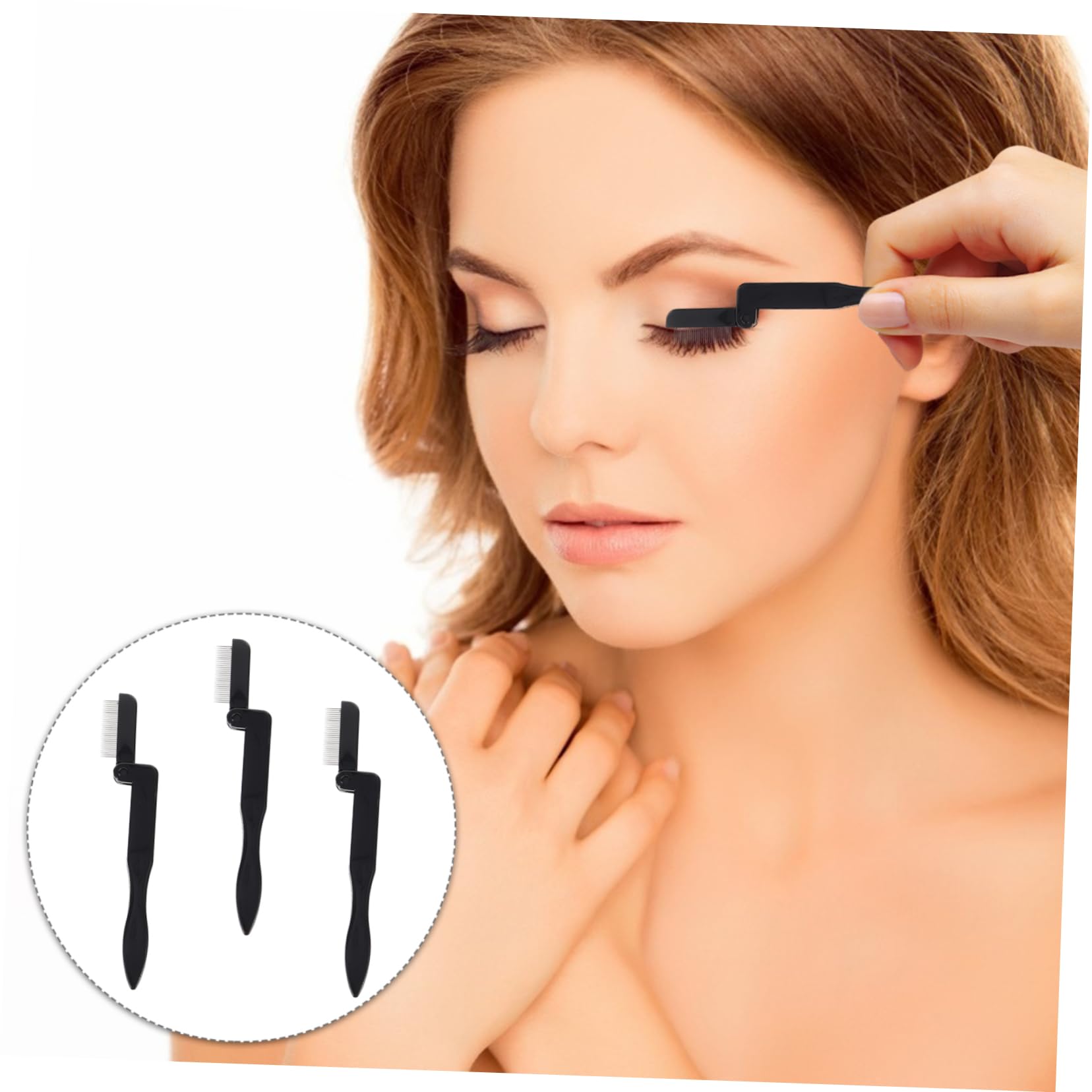 minkissy 9piezas Cepillo De Pestañas De Inoxidable Peina Para Pestañas y Cejas Herramienta De Maquillaje y Práctica Negro
