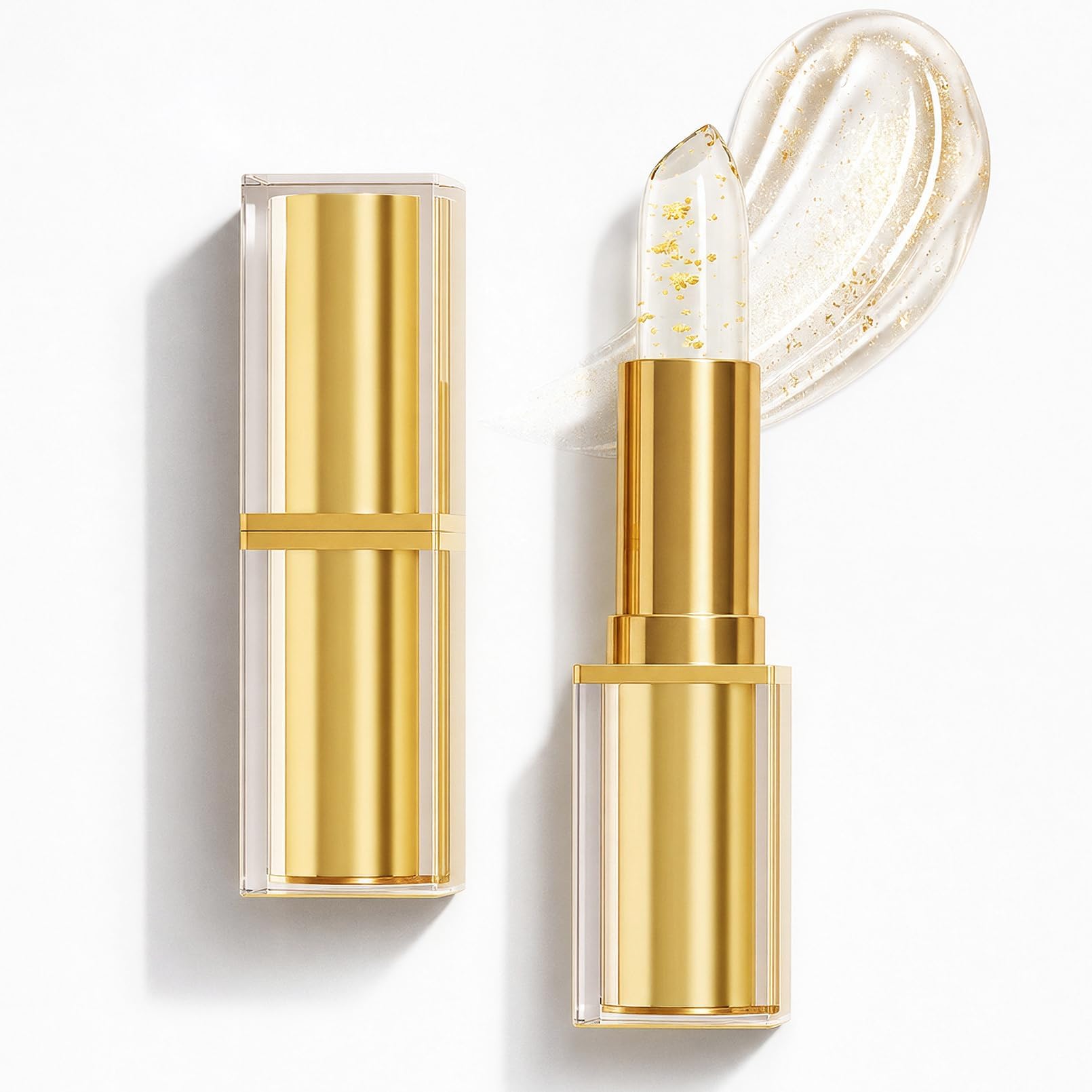 QIC Color Changing Lipstick, Moisturizing Skin-Adaptive Lipstick with Glossy Pink Shine, for Older Women Gold Foil