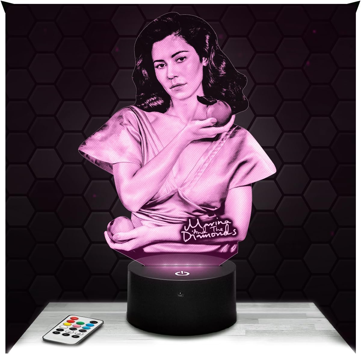 Lampephoto.fr - 3D Lamp M and The Diamonds British Author Composer, Touch LED Night Light, 3D Hologram Effect, Christmas Birthday Gift Idea for Men Women, Bedroom Decoration Object