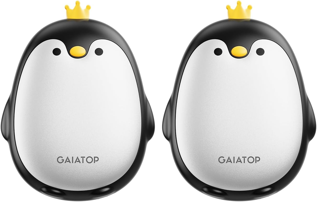 Gaiatop Magnetic Hand Warmers Rechargeable 2 Pack, 3 Settings Cute Pocket Penguin, Fast Hot Hands Reusable Portable Electric Heater for Camping Hunting Golf, Stocking Stuffers Gifts for Women Men