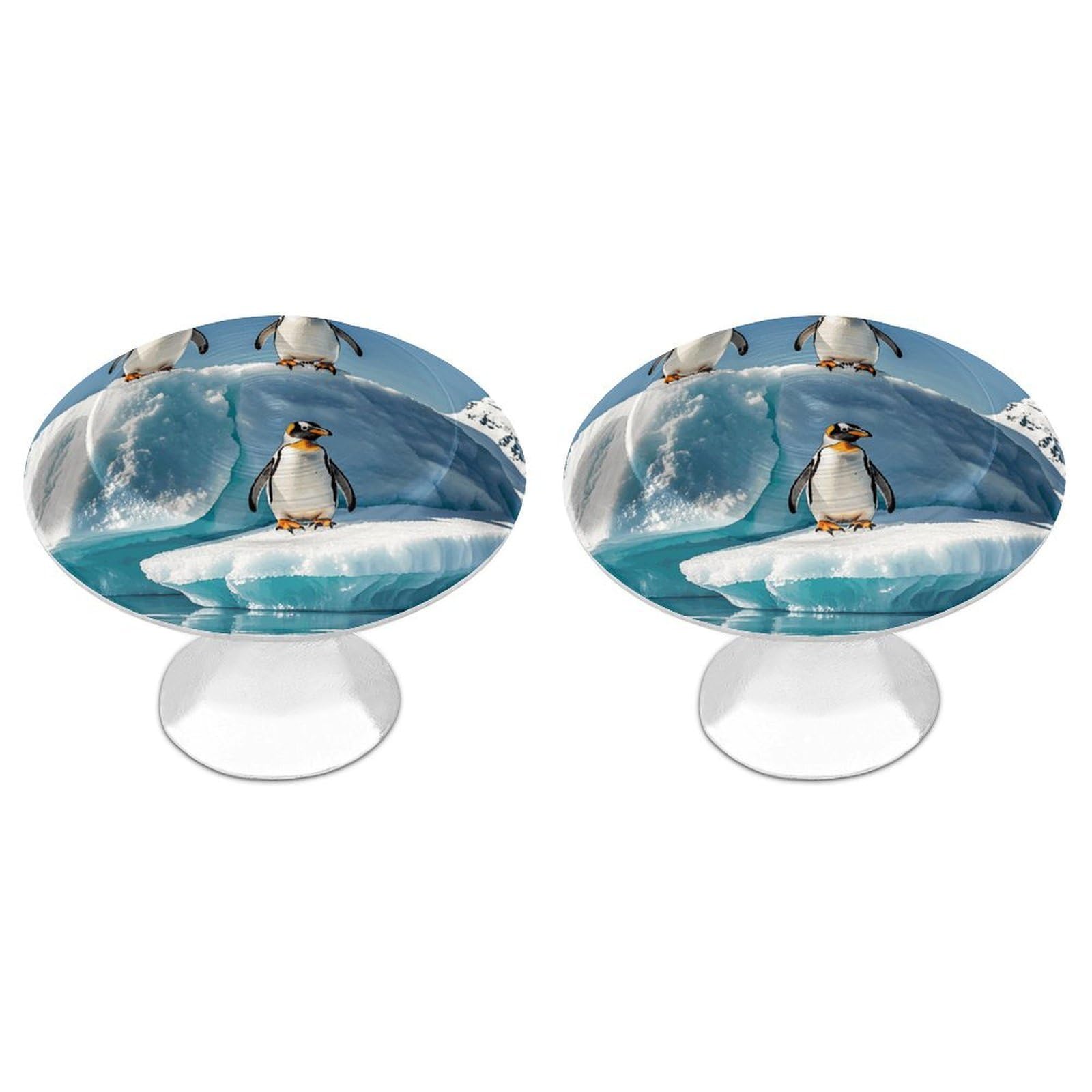 Fekiloot White Penguins On The Iceberg Cabinet Knobs For Kitchen Ornament, Round Zinc Decorative Drawer Pulls For Cabinets Trendy, Dresser Drawers Pulls Bathroom Dresser Knob With Screw